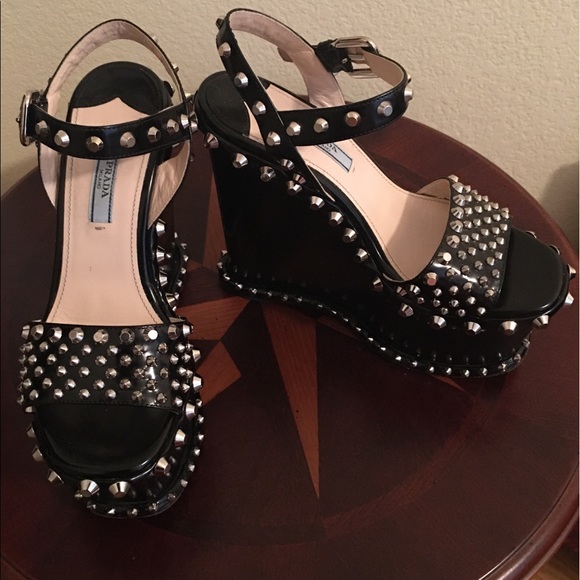 Authentic Prada Spazzolato platform wedges - Picture 6 of 9